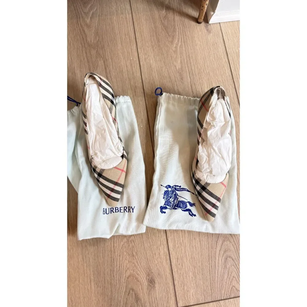 Burberry Check Dame Kitten Heel Pumps Sand Beige EU 39 US 9